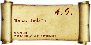 Abrus Iván névjegykártya