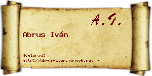 Abrus Iván névjegykártya